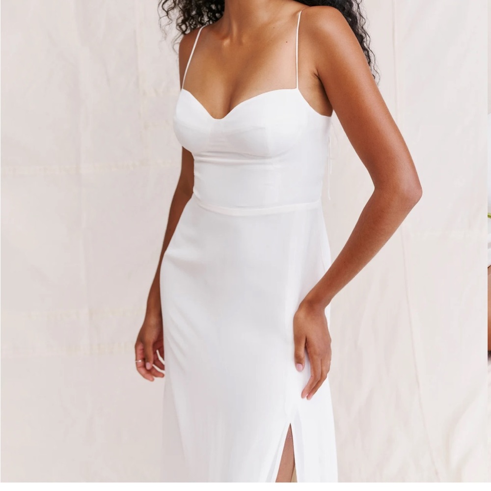 Reformation Elegant White Spaghetti Strap Dress